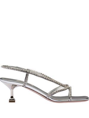 Miu Miu crystal-embellished 55mm sandals - Metallic
