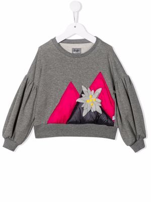 Il Gufo faux-flower detail sweatshirt - Grey