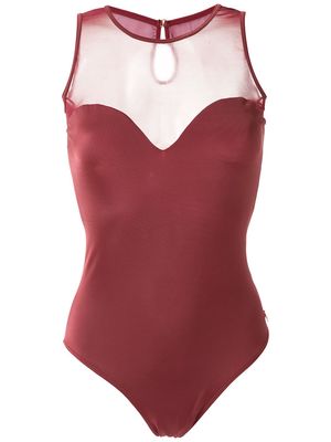 Brigitte Princesa sheer-trim one-piece - Red
