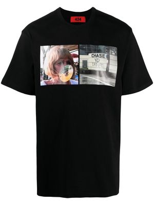 424 graphic-print cotton T-shirt - Black