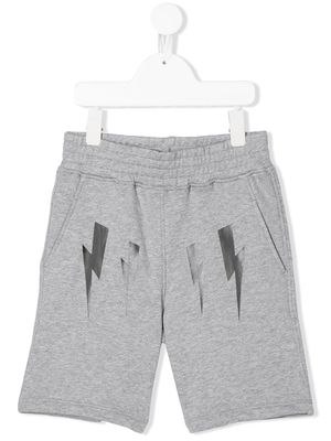 Neil Barrett Kids bolt print jogging shorts - Grey
