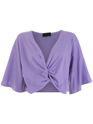 Andrea Bogosian Aloy twist-front cropped blouse - Purple
