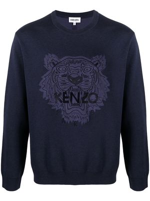 Kenzo tiger-embroidered jumper - Blue