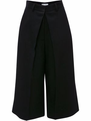 JW Anderson pleat-front wide-leg cropped trousers - Black