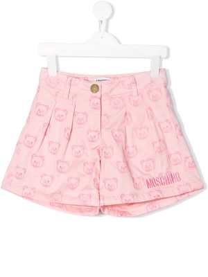 Moschino Kids embroidered teddy bear shorts - Pink