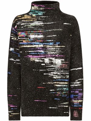 Dolce & Gabbana painted ribbed-knit pullover - Black