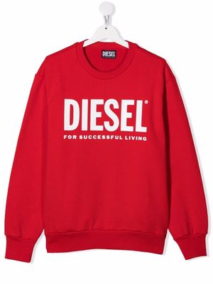 Diesel Kids logo-print cotton sweatshirt - Red