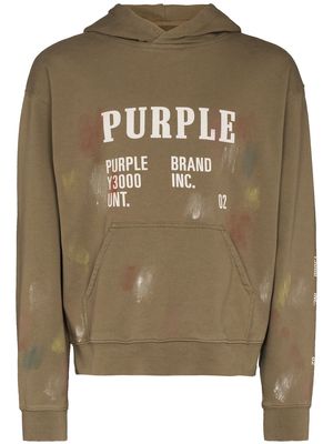 Purple Brand logo-print long-sleeve hoodie - Green