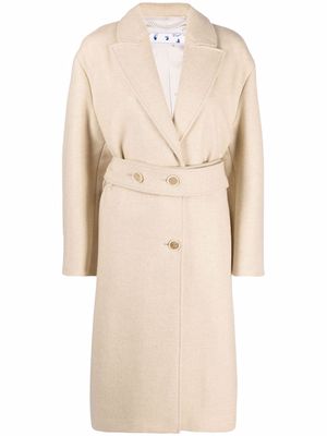 Off-White belted mid-length coat - Neutrals