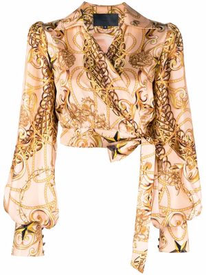 Philipp Plein new-baroque wrap silk blouse - Neutrals