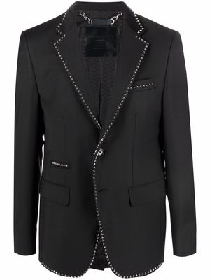 Philipp Plein studded-trim single-breasted blazer - Black