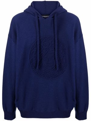 Versace Medusa motif drawstring hoodie - Blue