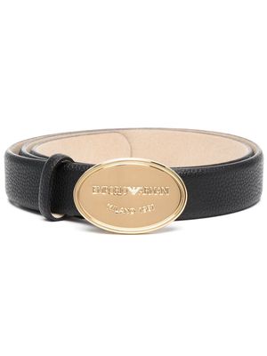 Emporio Armani engraved-logo buckle belt - Black