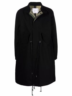 sacai single-breasted parka coat - Black