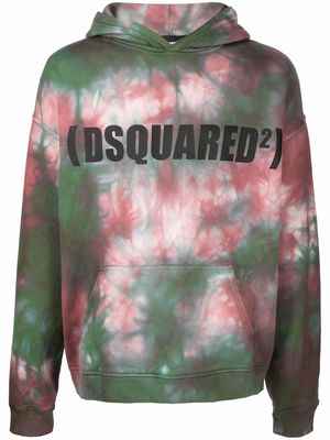 Dsquared2 tie-dye logo-print hoodie - Green