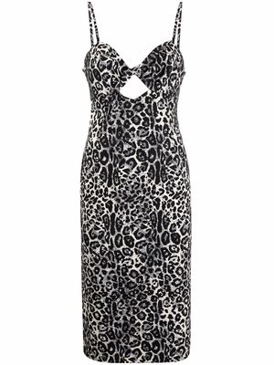 Dundas leopard-print midi slip dress - Black