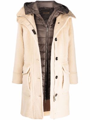 Moorer single-breasted hooded coat - Neutrals