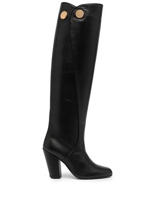 Ports 1961 button detail over the knee boots - Black