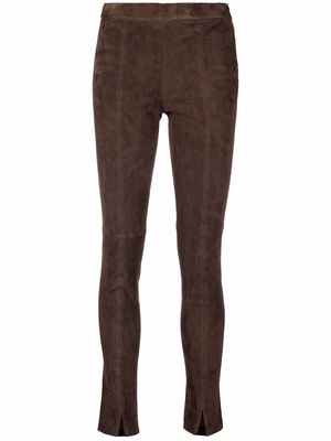 Arma skinny-cut suede trousers - Brown