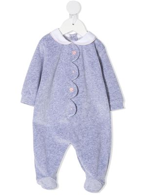 Siola scallop-edge velour babygrow - Grey