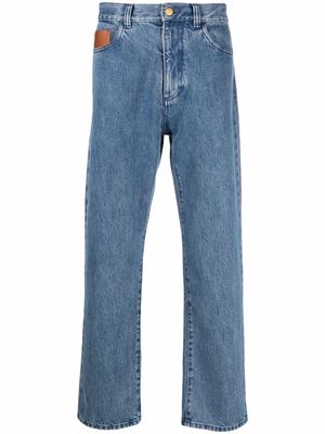 Canali x 8ON8 logo-patch straight-leg jeans - Blue