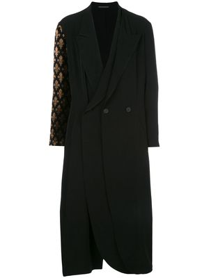 Yohji Yamamoto contrast sleeve coat - Black