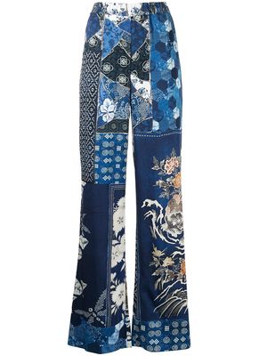 Roberto Cavalli patchwork wide-leg trousers - Blue