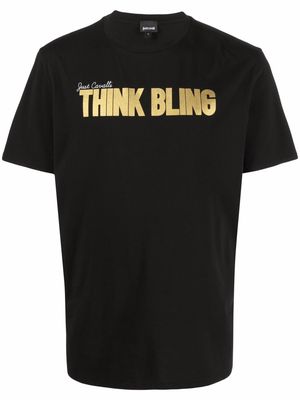 Just Cavalli Think Bling slogan-print T-shirt - Black