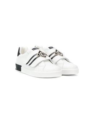 Dolce & Gabbana Kids touch-strap stripe sneeakers - White