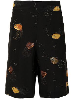 LANVIN fish-print tailored shorts - Black