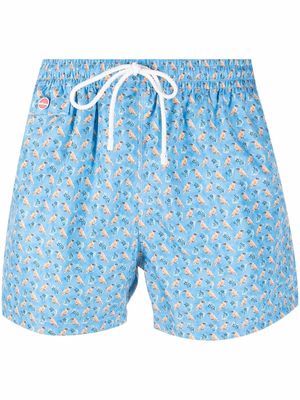Kiton toucan-print swim shorts - Blue