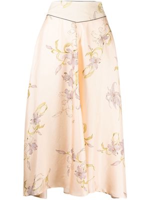 Forte Forte floral-print silk skirt - Neutrals