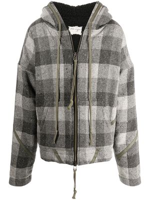 Greg Lauren plait-check wool jacket - Grey