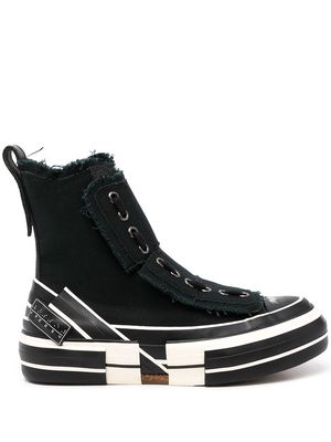 Y's frayed-trimmed high-top sneakers - Black