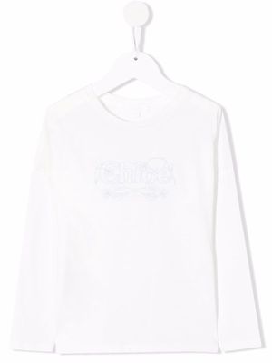Chloé Kids logo-print T-shirt - White