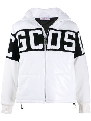 Gcds knit-panel quilted logo jacket - White
