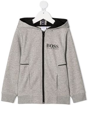 BOSS Kidswear logo-print zipped hoodie - Grey