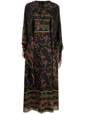 A.N.G.E.L.O. Vintage Cult 1970s floral-print dress and cape set - Black