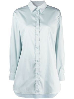 12 STOREEZ long-length button-up shirt - Blue