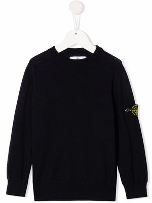 Stone Island Junior logo-patch wool jumper - Blue