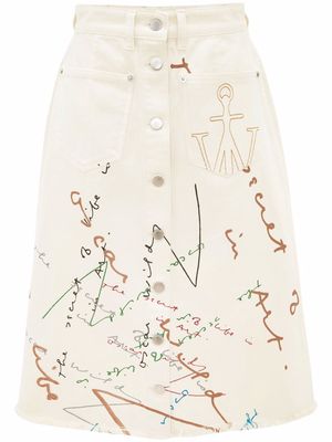JW Anderson Oscar Wilde Capsule printed skirt - White
