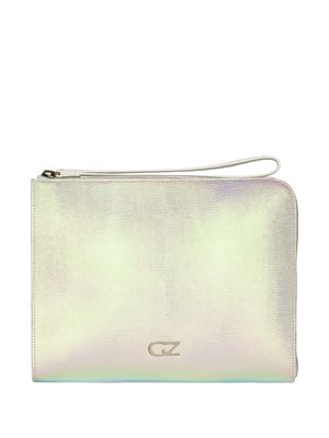 Giuseppe Zanotti metallic-print zipped clutch bag - Silver