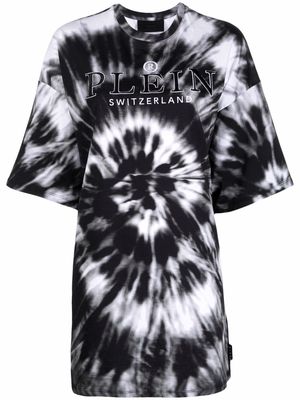 Philipp Plein logo-print tie-dye T-shirt dress - Black