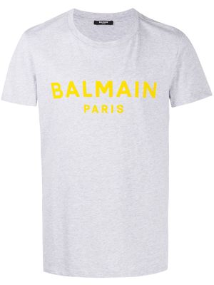 Balmain flocked logo T-shirt - Grey