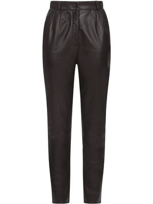 Dolce & Gabbana dart-detailing leather trousers - Black