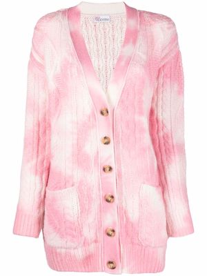 RED Valentino tie-dye cable-knit cardigan - Neutrals