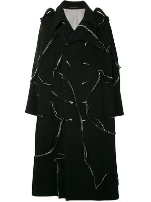 Yohji Yamamoto raw edge ruffle coat - Black
