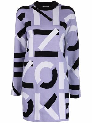 Kenzo logo-print sweater dress - Purple