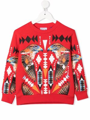 Marcelo Burlon County Of Milan Kids falcon-motif cotton sweatshirt - Red