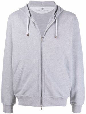 Brunello Cucinelli mélange-effect cotton-blend hoodie - Grey
